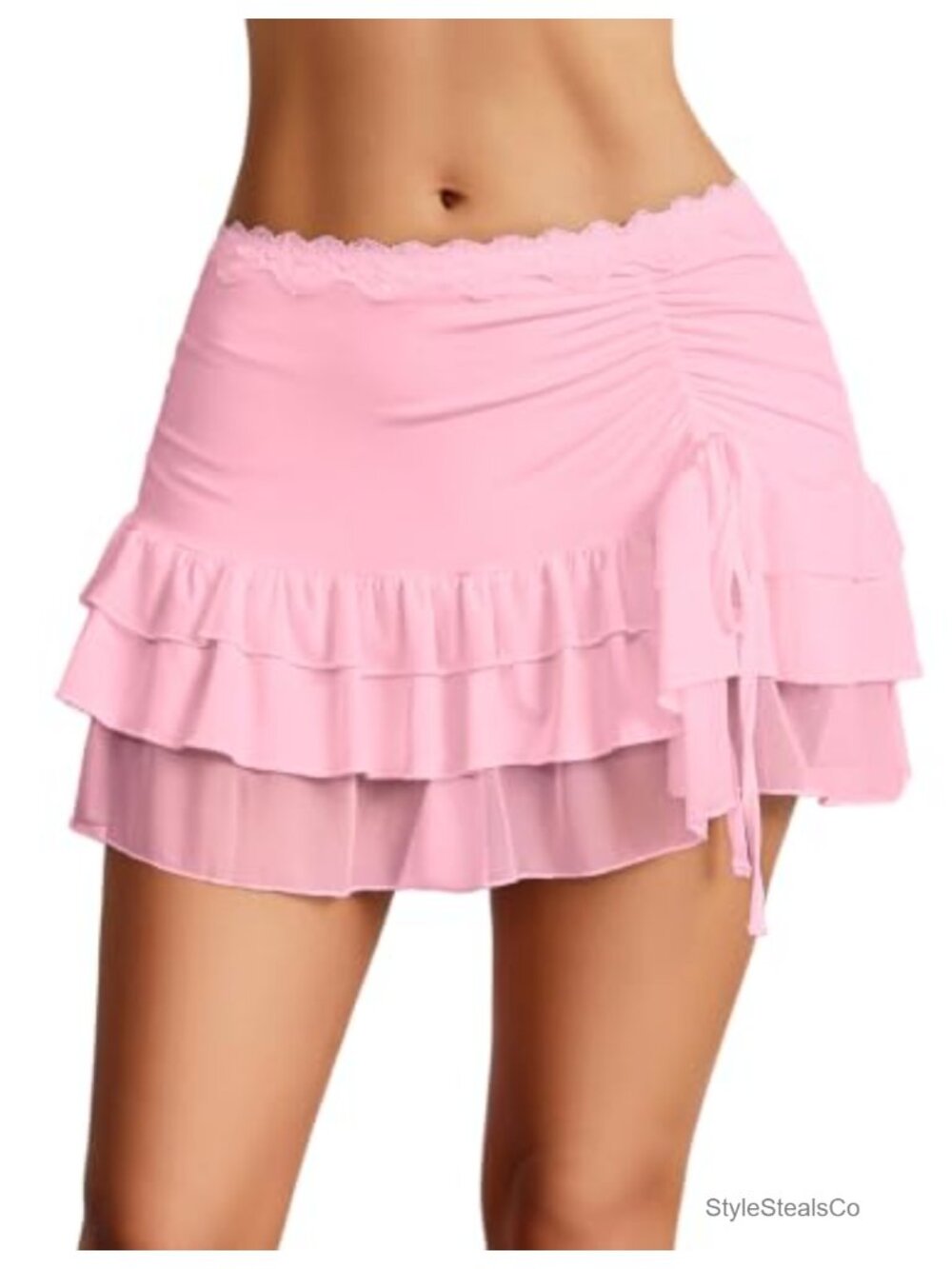 Mini Skirt High Waist Ruffle Layered Skort Tie-Up Y2K Micro